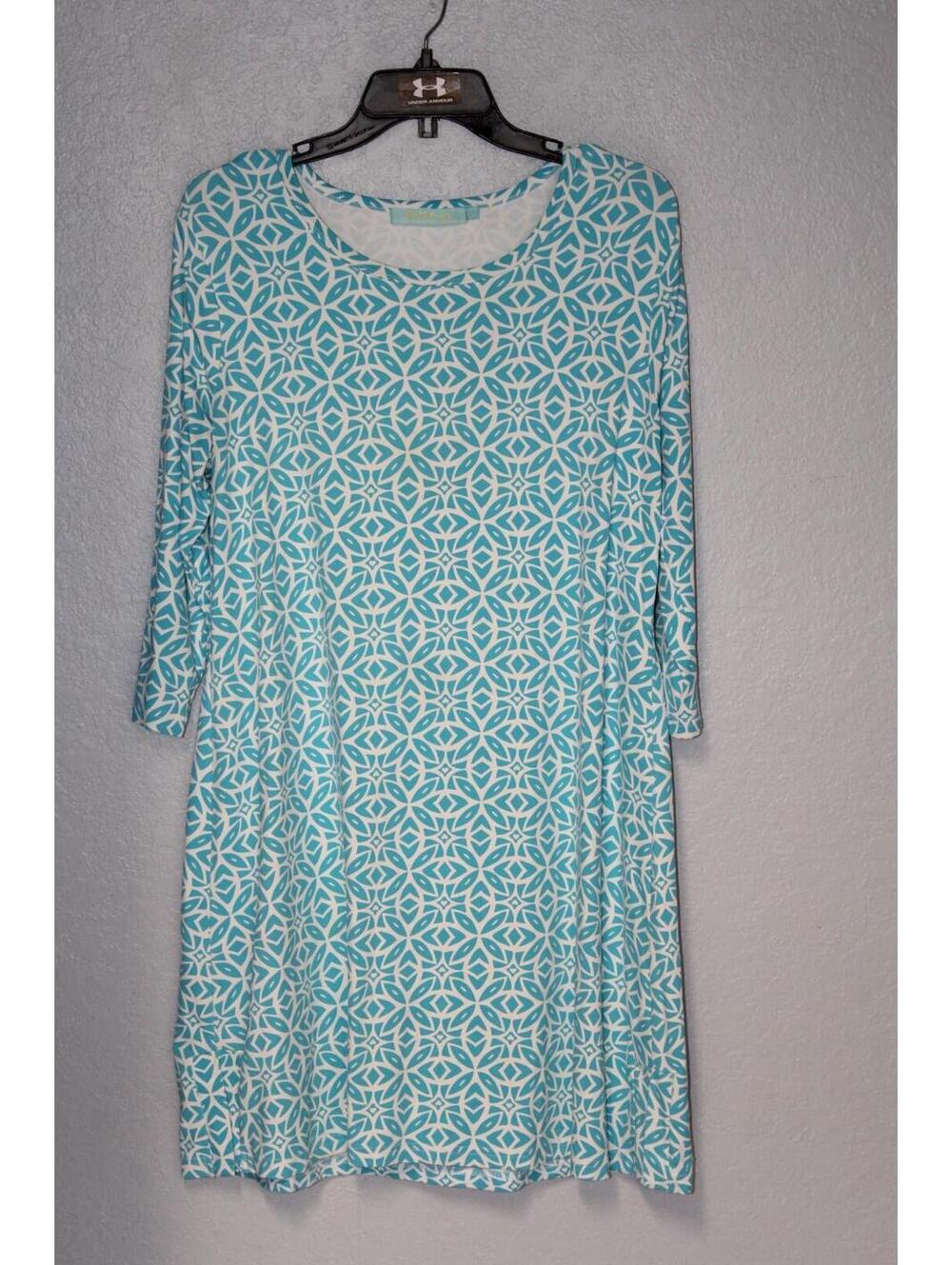 Anthony's Resort Wear (LuLu-B Made) 3/4 Sleeve Nylon Stretch Dress Women LARGE